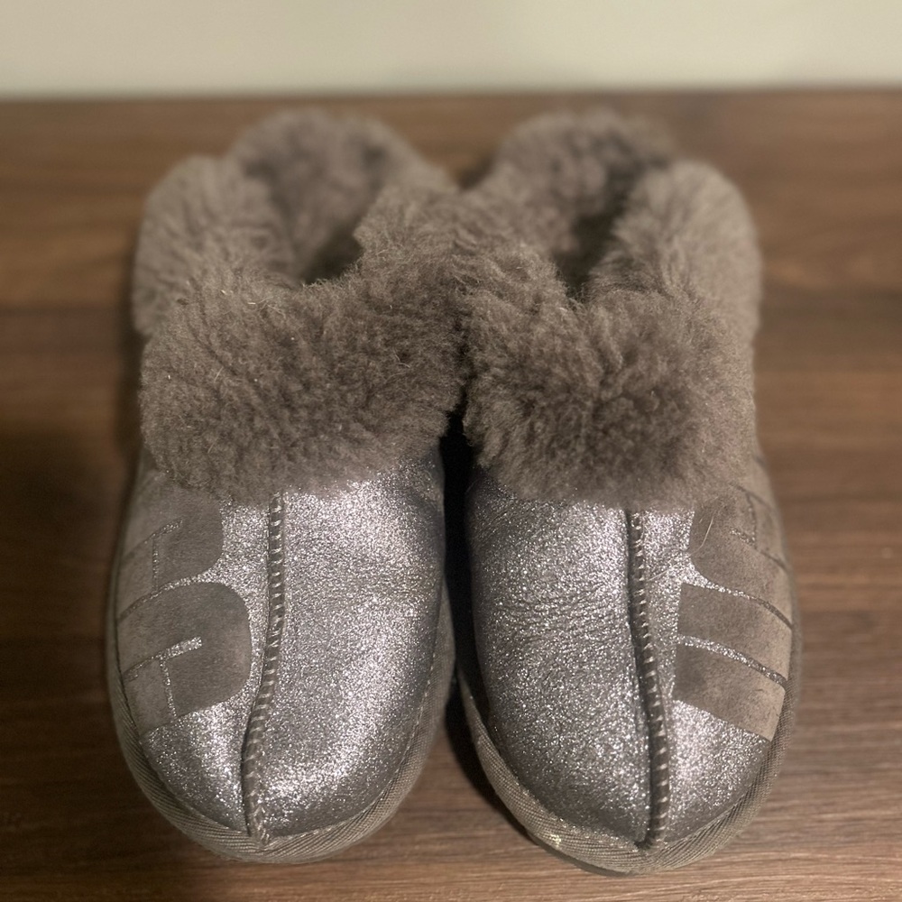UGG Silver Fur-Lined Slippers